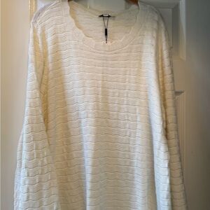 CHICO’S Scalloped Pullover Cotton Blend Sweater-Size 3 (XL)